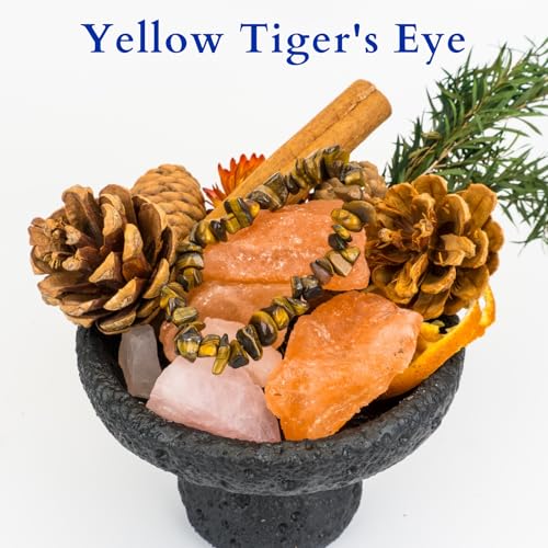 Bracelets for Men & Women - Natural Gemstone Raw Beads Stretch Bracelet, Irregular Chips Healing Crystal Jewelry. Anxiety Relief for Stress & Negative Energy Protection. - color: Yellow Tiger Eye