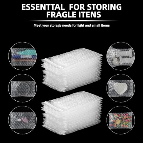 Frienda 300 Pcs Clear Self Sealing Bubble Cushion Bags Double Wall Bubble Pouch Bag Plastic Shockproof Protective Packing for Small Business Moving Shipping Packaging Storage(4" X 6") - size: 4" X 6"