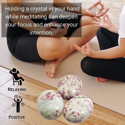 Amazing Gemstone Cinnabarite Crystals and Healing Stones - Large Palm Stone Crystals Piedra - Crystal for Good Luck, Balanced Positive Energy, Meditation - Unique Stocking Stuffers Gifts for Women - color: Cinnabarite
