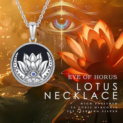 Evil Eye Necklace for Women 925 Sterling Silver, Protection Necklace with Blue Evil Eye Charm, Evil Eye/Lotus Pendant Jewelry, Birthday Christmas Gifts for Her - style: Lotus Evil Eyes 05