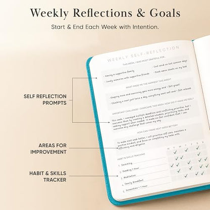 Gratitude Journal For Women & Men - Mental Health, Self Love & Self Care Journal - Teal - 5.8" x 8.3" - Mantra Planner - color: Green