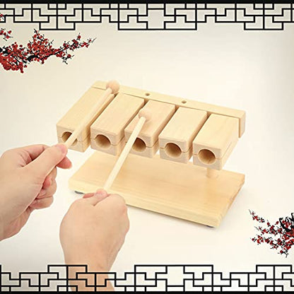 Wood Percussion Block 5 Tones Rhythm Maple Blocks with Hammer for National Opera Music