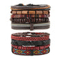 HZMAN Wrap Bracelets Men Women, Hemp Cords Wood Beads Ethnic Tribal Bracelets, Leather Wristbands - style: 2Pcs Leather Bracelets