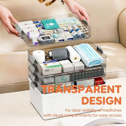 Citylife 5-Tier Medicine Organizer, Portable Medicine Cabinet First Aid Kit with Handle, Multi-Purpose Organizer for Family First Aid, Home, Travel - size: 5-Tier