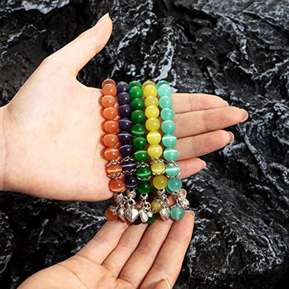 Natural Stretch Gemstone Bracelet Healing Stone Beaded Bracelets for Women Men Gifts (Unisex) - color: Champagne