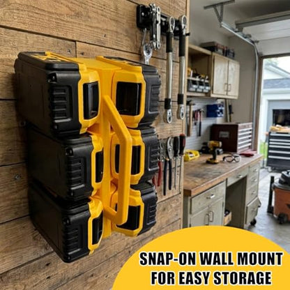 2-IN-1 Battery Holder & Wall Mount Organizer for De.Walt 20V/60V MAX & FLEXVOLT Batteries, 6-Slot Portable De.Walt Battery Caddy Storage Case with Handle for Jobsite, Garage, Workshop, Van, Truck