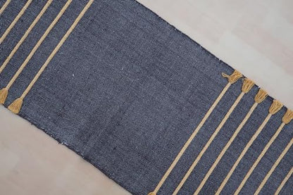 Jaipur Art & Rugs Cotton Yoga Rug - Eco-Friendly Hand-Woven Thick Mat (24”x72”x5mm) for Everyday Fitness at Home - Comfortable & Extra-Long - color: Black-Yellow