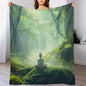 Woman Meditation Jungle Green Ultra Soft Flannel Fleece Bed Blankets Lightweight Cozy Throw Blanket Room Decor for Couch Chair Bedroom Adults Bedding Cozy Blanket Outdoor Travel Blankets 30"x4 - size: 40L" x 30W"