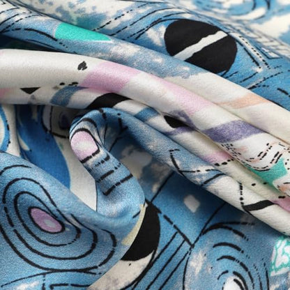 JWSilk Long Charmeuse Silk Scarf Classic Art Print - color: Tree of Life By Gustav Klimt Blue