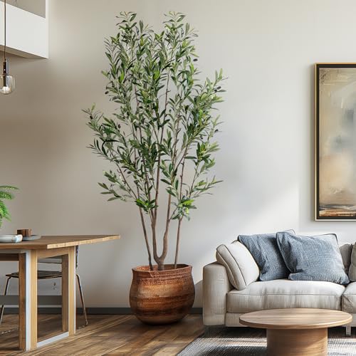 Artificial Fiddle Leaf Fig Tree 7ft with White Planter Realistic Fiddle Leaf Lyrata Plant Tall Fake Tree with Natural-Looking Leaves Fake Tree for Indoor Outdoor Home Office Decor - color: Type 2, size: 7ft