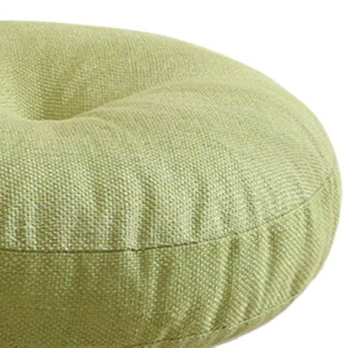 Meditation Cushion Round Floor Pillow Premium Cotton Linen Multifunctional 50x15cm for Tea Ceremony Chair Sofa Bedroom Office, Green - color: Green
