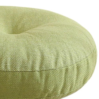 Meditation Cushion Round Floor Pillow Premium Cotton Linen Multifunctional 50x15cm for Tea Ceremony Chair Sofa Bedroom Office, Green - color: Green