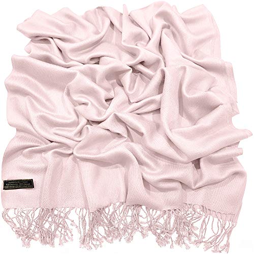 CJ Apparel Solid Color Tassels Design Nepalese Shawl Scarf Wrap Stole Throw Head Wrap Pashmina Gift Hand Made in Nepal New - color: Baby Pink
