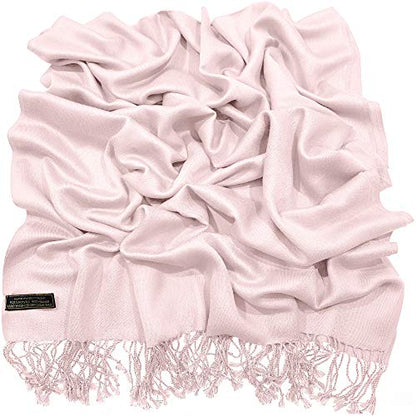 CJ Apparel Solid Color Tassels Design Nepalese Shawl Scarf Wrap Stole Throw Head Wrap Pashmina Gift Hand Made in Nepal New - color: Baby Pink