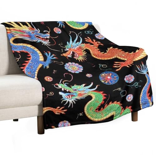 Men's Soft Winter Warm Blanket Soft Cozy Flannel Blanket Decor Sofa Couch Cover Cool Chinese Dragons - color: Color76, size: 30"x40"