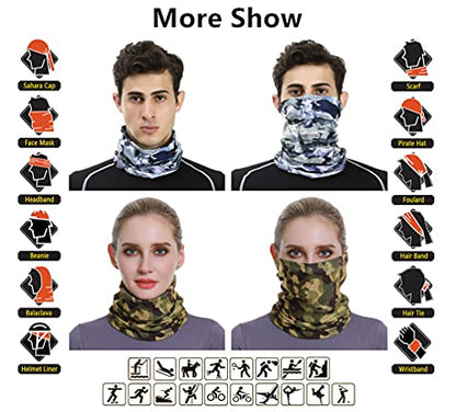 Headband Neck Gaiter Head Wrap Headwear Face Mask Magic Scarf Bandana for Men and Women - color: 9pc.camouflage New Series