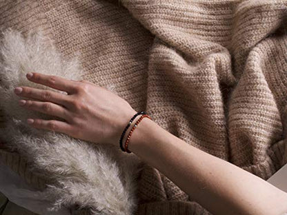 BERGERLIN Real natural stone bracelet - Tested and certified in Germany - Genuine bracelets with 925 Sterling silver pearl and faceted pearls - color: Jasper, size: Medium
