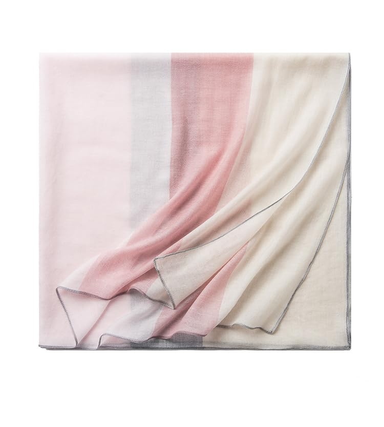 Luxury Cashmere Pashmina Style Shawl - Silk & Wool Blend Scarf, Lightweight Skin-Friendly Wrap - color: Pink + Gray