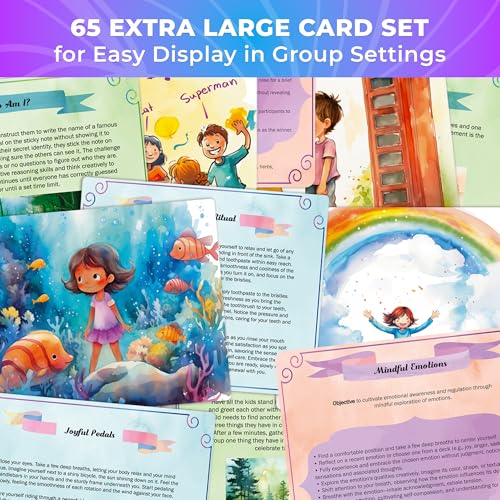QUOKKA 65 Positive Affirmations Cards for Kids | Mindfulness for Kids with Mindful Practice, Visualization, and Icebreakers | Empower Emotional Well-Being with Meditation & Daily Affirmations XL Cards - color: Kids