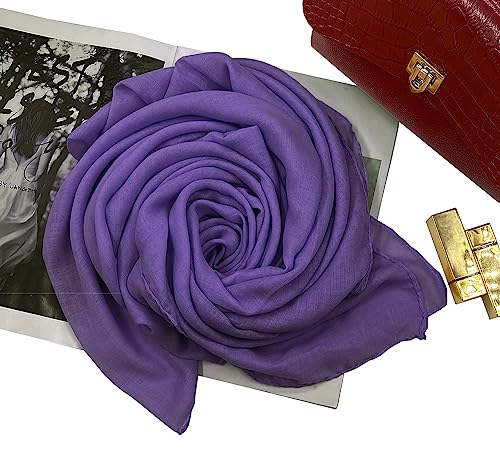 Women's Cotton Scarves Lady Light Soft Fashion Solid Scarf Wrap Shawl - color: Dark Purple