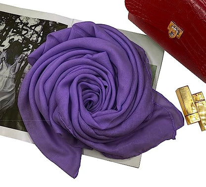 Women's Cotton Scarves Lady Light Soft Fashion Solid Scarf Wrap Shawl - color: Dark Purple