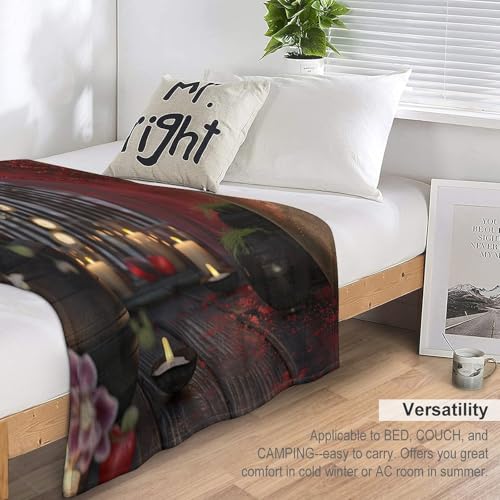 Glowing Massage Stone Throw Blanket, Soft Lightweight Cozy Warm Towels Candle Spa Flannel Blankets for Couch Bed Travel, 30"x40" - color: Glowing Massage Stone, size: 30"x40"
