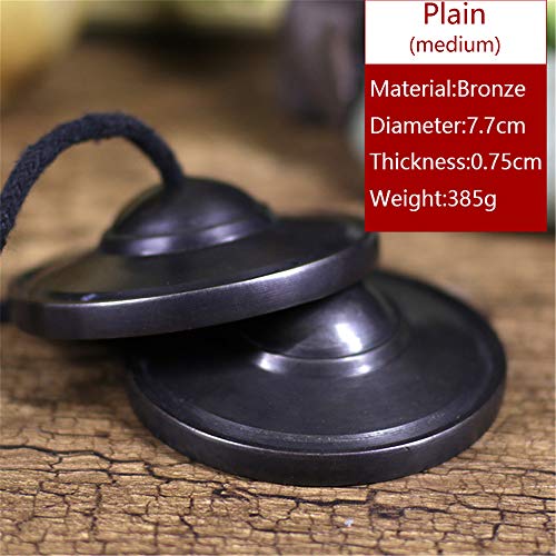Tibetan Tingsha Bell Set - Tibetan Cymbals - for Sound Healing, Yoga, Meditation, and Mindfulness,Handmade in Nepal,Made of Bronze,Plain Pattern,Black Color，7.7cm/3.0 inch - color: 11-Bronze-Plain-7.5cm