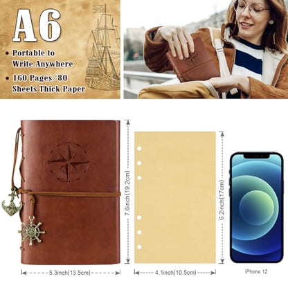 MALEDEN Leather Writing Journal Notebook, Classic Spiral Bound Notebook Refillable Diary Sketchbook Gifts with Unlined Travel Journals to Write in for Girls and Boys (Sky Blue) - color: Sky Blue