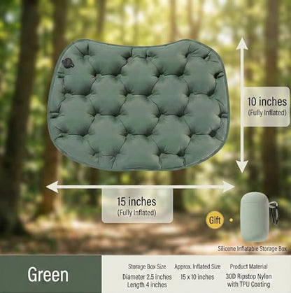 Inflatable Seat Cushion, Airplane Seat Cushion for Long Flights, 2 in 1 Pump & Storage Portable Travel Cushion, Anti-Slip Waterproof Pad for Air Travel, Stadium, Camping