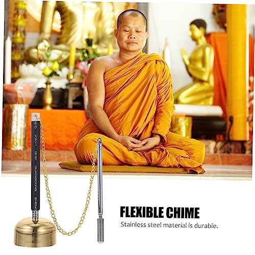 Garneck Telescopic Meditation Sound Chime Handbell Instrument for Compact Dharma Ritual Utensil for Temple Use Lightweight Buddha Accessory Stress Relief Tool