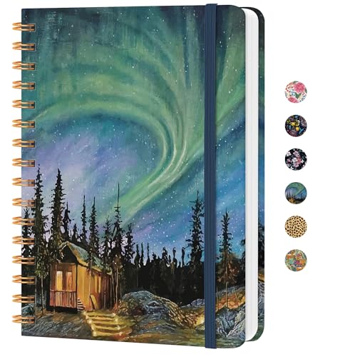 Lined Spiral Journal Notebook, A5 College Ruled Notebook for Journaling, Note-Taking, and Daily Planning, Durable Hardcover with an Elegant Design, Aurora - color: W.Aurora
