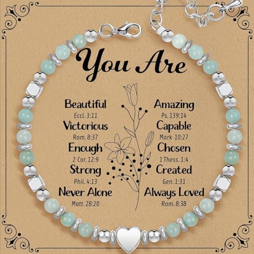 2026 Graduation Gifts, Handmade Stone Heart Bracelet High School College Grad Memento for Daughter Granddaughter Friend, With Elegant Gift Box and Card