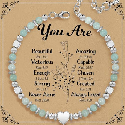 2026 Graduation Gifts, Handmade Stone Heart Bracelet High School College Grad Memento for Daughter Granddaughter Friend, With Elegant Gift Box and Card