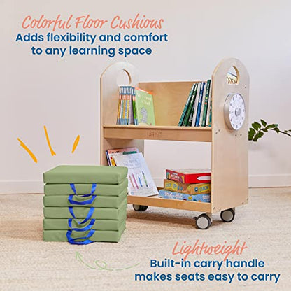 ECR4Kids SoftZone Floor Cushions, Square, Flexible Seating, Fern Green, 6-Piece - color: Fern Green