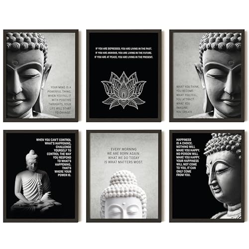 97 DECOR Buddha Decor for Home - Buddha Wall Art Prints, Inspirational Buddhist Quotes Poster, Buddhism Art Pictures Zen Meditation Decorations for Bedroom Office Yoga Room Decorations ( 8x10 Inch UNFRAMED) - size: UNFRAMED