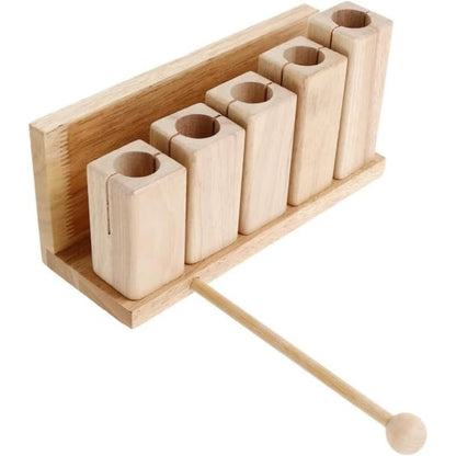 5 Tone Wood Percussion Block with Hammer Maple Rhythm Block Instrument Hand Polished Clear Sound Design for Orff Instruments Yoga Meditation Music Therapy and Rhythm Practice Use