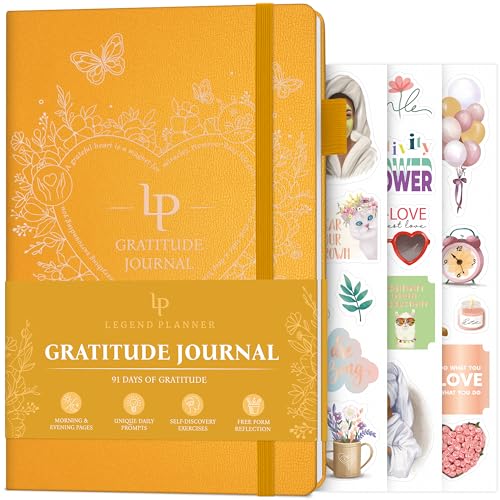 Legend Gratitude Journal – Daily Journal for Positivity & Happiness – Grateful Notebook to Write In – Thankful Affirmation Journal (Amber Yellow) - color: Amber Yellow Gold Foil