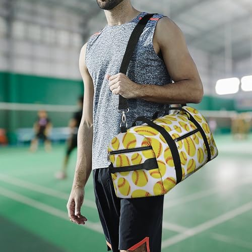 Softball Yellow Large Capacity Portable Fitness Bag, Easy to Carry - color: softball yellow