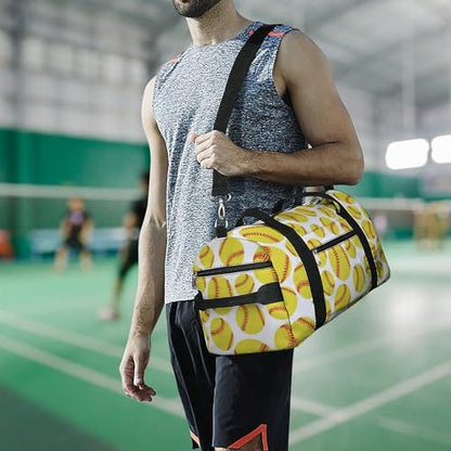 Softball Yellow Large Capacity Portable Fitness Bag, Easy to Carry - color: softball yellow