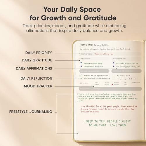 Best Daily Journal for Men & Women - Gratitude, Manifestation & Guided Journal with Prompts for Personal Growth (A5, Cream) - PRODUCTIVITY STORE - color: Cream