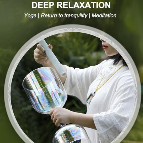 Clear Double Headed Handheld Crystal Singing Bowl, Easy to Play Musical Bowl (Contains A Singing Bowl Stick) for Relaxation, Zen, Prayer, Beautiful Meditation Yoga Gift - color: 15.5cm