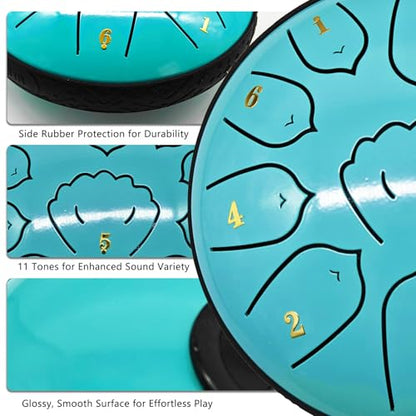 Rain Drum for Outside Garden, MIUYA 6 Inch 11 Notes Steel Tongue Drum for Adults, Beginner Percussion Instrument for Meditation Yoga, Macaron Mint - color: Macaron Mint
