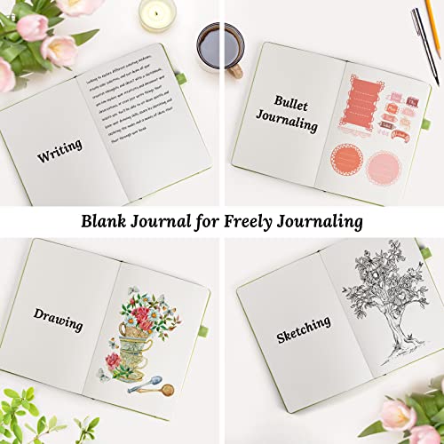 Blank Journal Notebook, 7 Pack Leather Unlined Notebook Journal for Women Men, Plain Notebooks Bulk for School, Work, Sketchbook, Writing, Drawing, 120 GSM Thick Paper, Hardcover, A5, Multi Colors - style: Plain
