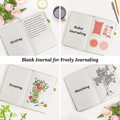 Blank Journal Notebook, 7 Pack Leather Unlined Notebook Journal for Women Men, Plain Notebooks Bulk for School, Work, Sketchbook, Writing, Drawing, 120 GSM Thick Paper, Hardcover, A5, Multi Colors - style: Plain
