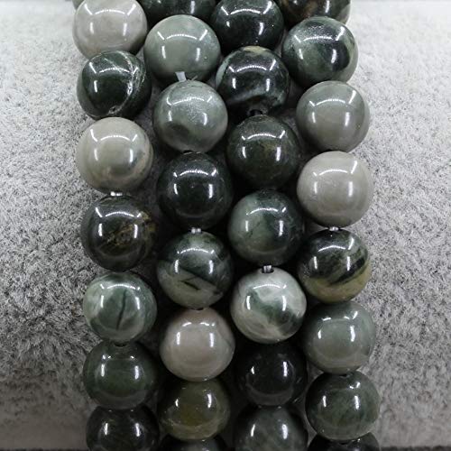 Keleny Gem Semi Precious Gemstones 8mm Natural Quartzite Stone Round Beads Crystal Stretch Bracelet 7 Inch Unisex - color: Green Mud Stone