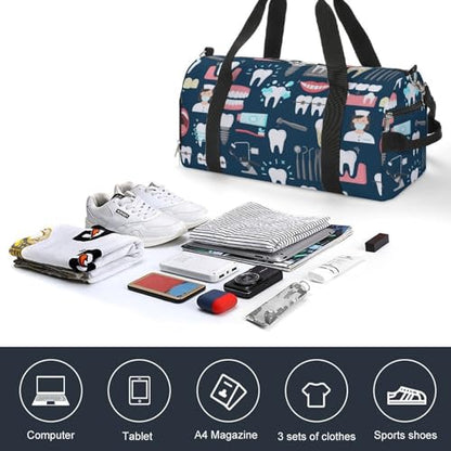 Teeth Dental Seamless Pattern Large Capacity Portable Fitness Bag, Easy to Carry - color: Teeth Dental Seamless Pattern