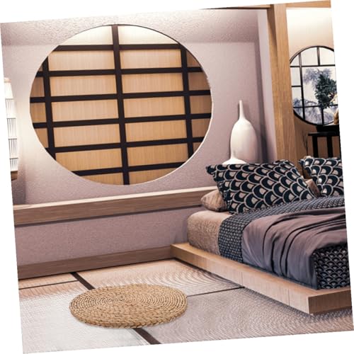 PRETYZOOM Meditation Seating Cushion Woven Floor Mat Thick 1.5cm Natural Straw Round Yoga Cushion for Indoor Meditation and Picnic 40cm Diameter