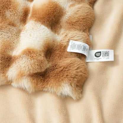 Amélie Home Faux Fur Throw Blanket, Ultra Soft Fuzzy Plush Bubble Blanket for Couch, Bed & Living Room, 60"x80", Tie-dye Khaki - color: Tie-dye Khaki, size: 60" x 80"