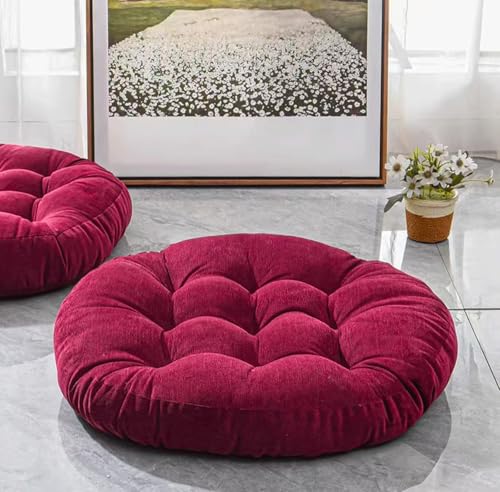 Meditation Floor Pillow, Square Large Pillows Seating for Adults, Tufted Corduroy Cushion for Balcony Bedroom Tatami Living Room, 22x22 Inch(Size:1 Piece,Color:Crimson) - color: Crimson, size: 1 piece