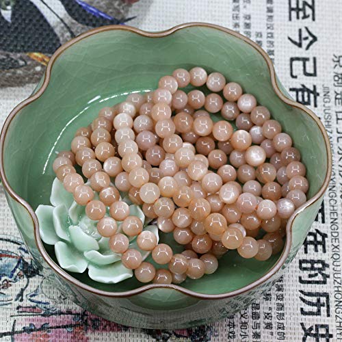 Keleny Gem Semi Precious Gemstones 8mm Natural Quartzite Stone Round Beads Crystal Stretch Bracelet 7 Inch Unisex - color: Red Sunstone